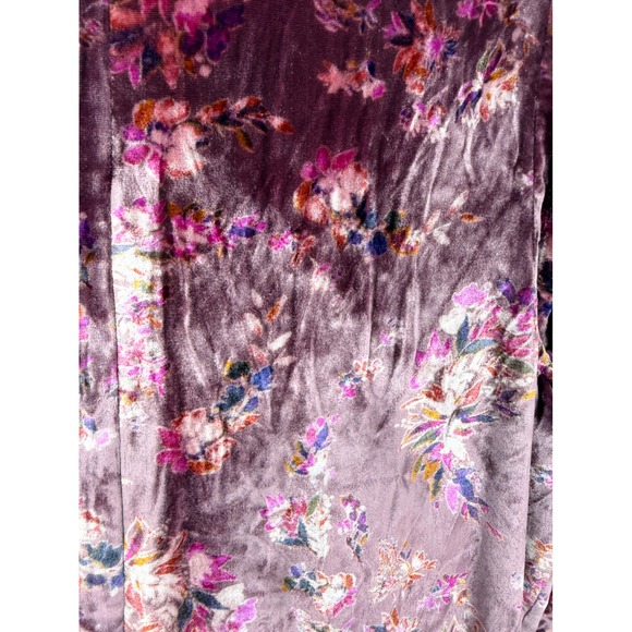 Rebecca Taylor Silk Blend Floral Velvet Midi Dress Purple Puff Sleeve Size 6 - Picture 7 of 11